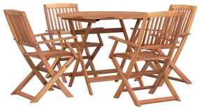 Set da pranzo per giardino 5 pz in legno massello di acacia