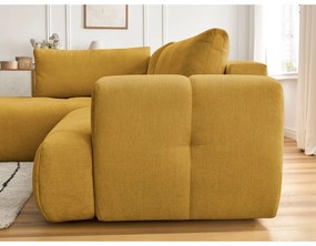 Divano angolare color senape allungabile e con contenitore (penisola a sinistra/a L) con rivestimento in ciniglia Fuji – Bobochic Paris