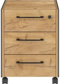 Armadietto color antracite/di colore naturale con effetto rovere su ruote 42x54x49 cm Podium – Germania