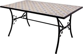 Set Da Pranzo Completo Tavolo E Sedie Pieghevoli Da Giardino In Metallo Con Decorazione Mosaico