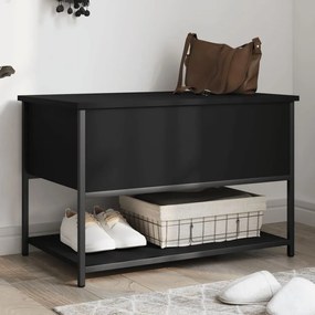 Panca portaoggetti nera 70x42,5x47 cm in legno multistrato