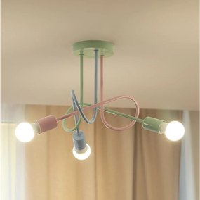 Plafoniera da soffitto OXFORD 3xE27/15W/230V verde/rosa/blu