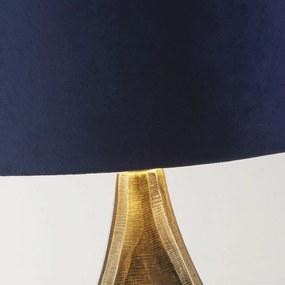 Lampada Da Scrivania Contemporanea Bucklow Ottone Tessuto Blu 1 Luce E27