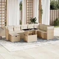 Set Divano da Giardino 9 pz con Cuscini Beige in Polyrattan 3274708