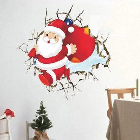 Vetrofania natalizia Babbo Natale entra dal muro adesivo per finestre Wisdom