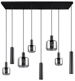 Lampadario nero con paralume in metallo-vetro Mataro - Trio