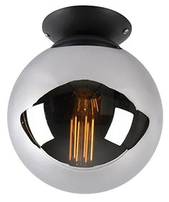 Plafoniera Art Déco nera con vetro fumé - Pallon