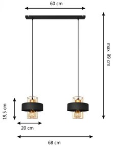 Lampadario LED a sospensione con filo VOLTA 2xE27/15W/230V nero/oro