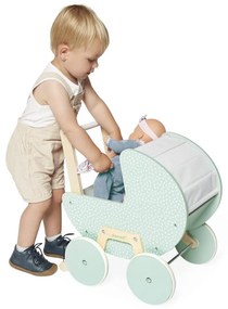 Carrozzina in legno per bambole con copertina e cuscino - Zen