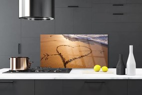 Pannello cucina paraschizzi Spiaggia. Cuore. Mare. Arte 100x50 cm