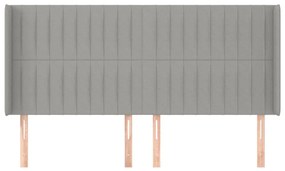 Testiera ad orecchio grigio chiaro 183x16x118/128 cm in tessuto