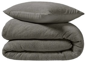 Set copripiumino e federa color antracite in micropile per letto matrimoniale ed esteso 240x220 cm Helena – douceur d'intérieur