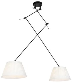 Lampada a sospensione 35 cm crema paralumi plissettati - BLITZ II zwart