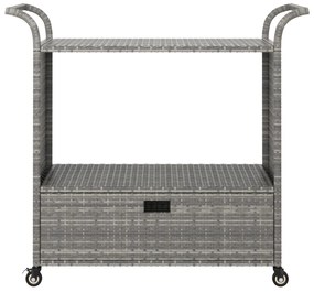 Carrello da bar con cassetto grigio 100x45x97 cm in polyrattan