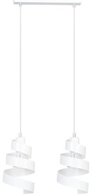 Lampadario Moderno 2 Luci Tristano In Acciaio Bianco Con Fasce A Spirale