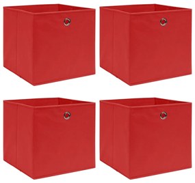 Scatole Portaoggetti 4pz Rosse 32x32x32 Cm Tessuto /