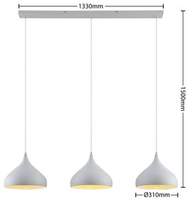 Lampada a sospensione Lindby Elamira, bianco, alluminio, 133 cm, a 3 luci.