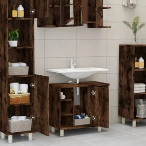 Armadietto bagno rovere fumo 60x32x53,5 cm in legno multistrato