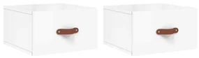 Comodini a muro 2 pz bianco lucido 35x35x20 cm