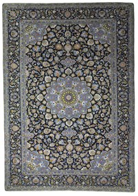 Kashan Tappeto 440x310 Blu (Iran) Annodato A Mano