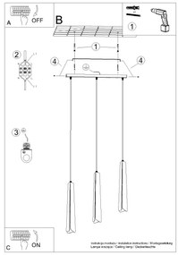 Sollux SL.1402 - Lampadario a sospensione con filo PRYSM 3xG9/8W/230V nero