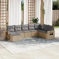 Set Divano da Giardino 8 pz con Cuscini Beige in Polyrattan 3220558