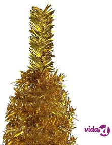 vidaXL Albero di Natale Sottile Preilluminato Oro 120 cm