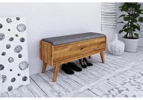 Panca portaoggetti in rovere con seduta grigio chiaro Retro - The Beds