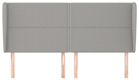 Testiera ad orecchio grigio chiaro 203x23x118/128 cm in tessuto