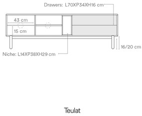 Tavolo TV grigio scuro 180x56 cm Corvo - Teulat