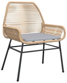 Sedie da giardino 2pz con cuscini marrone in polyrattan