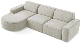 Divano angolare color crema (con penisola a sinistra/con chaise lounge) con rivestimento in ciniglia Omao – Makamii