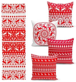 Set di 4 federe natalizie e runner da tavola Natale - Minimalist Cushion Covers