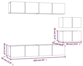 Set di Mobili Porta TV 6 pz Rovere Sonoma in Legno Multistrato