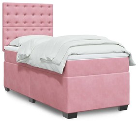 Giroletto A Molle Con Materasso Rosa 90x190 Cm İn Velluto /