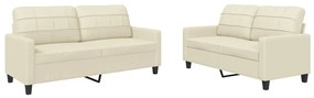 Set di divani 2 pz con cuscini crema in similpelle