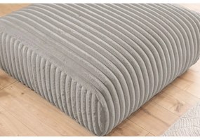 Poggiapiedi grigio chiaro con rivestimento in velluto a coste Justin – Ropez