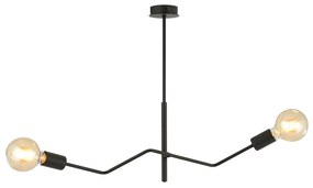 Sospensione Industrial 2 Luci Febe In Acciaio Nero E Bracci Regolabili