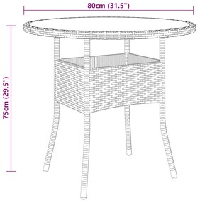 Set da Bistrot per Giardino 3 pz in Polyrattan Nero