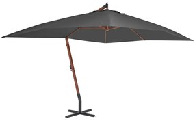 Ombrellone A Sbalzo Con Palo İn Legno 400x300 Cm Antracite /