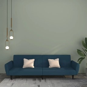 Divano Letto A 2 Posti Blu İn Velluto /