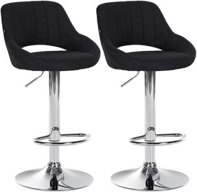 Set Di 2 Sgabelli Da Bar Milet İn Stoffa / Schwarz / Metall İn Chromoptik