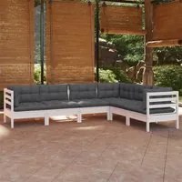 Set Divani da Giardino 6 pz con Cuscini Bianchi Legno di Pinocod mxl 97520