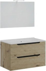 Mobile Bagno Sospeso Comfort 2 Cassetti Dogato 80 Cm Cm Rovere Oro