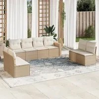 Set Divano da Giardino 8 pz con Cuscini Beige in Polyrattan 3218838