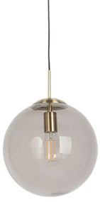 Lampada a sospensione moderna in ottone con vetro fumé 30 cm - Ball