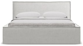 Letto matrimoniale imbottito grigio chiaro con contenitore con griglia 140x200 cm Anani - Makamii