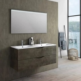 Mobile Bagno Sospeso 120cm Effetto Pietra Con Doppio Lavabo