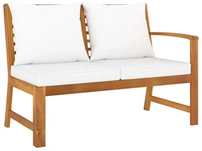 Set divani da giardino 9 pz con cuscini crema in legno acacia