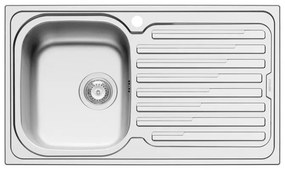 Lavello integrato 1 vasca con gocciolatoio a destra DELINIA Amaltia inox L 50 x L 86 cm argento